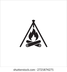 schwarze Feuersymbol-Sammlung. Brandflammensymbol. Logotyp mit Bonfire-Silhouette, einzeln auf weißem Hintergrund.