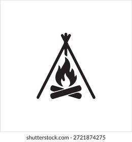 schwarze Feuersymbol-Sammlung. Brandflammensymbol. Logotyp mit Bonfire-Silhouette, einzeln auf weißem Hintergrund.
