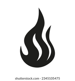 Schwarzes Feuer-Symbol. Feuerflammsilhouette einzeln auf weißem Hintergrund
