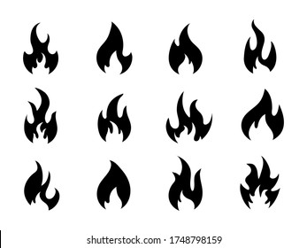 Black Fire Icons Set Flame Icons Stock Vector (Royalty Free) 1748798159 ...