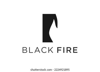 Black fire logo design candle light icon symbol flame illustration negative space