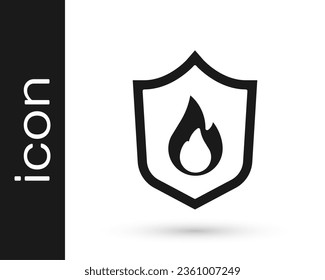 Icono de protección contra incendios negro aislado en fondo blanco. Concepto de seguro. Seguridad, seguridad, protección, concepto de protección.  Vector