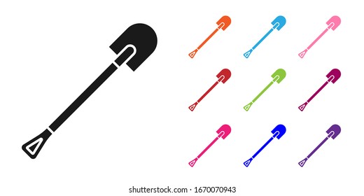 Black Fire shovel icon isolated on white background. Fire protection equipment. Equipment for firefighter. Set icons colorful. Vector Illustration