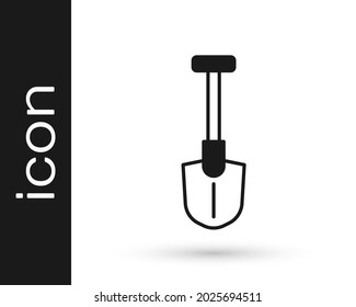 Black Fire shovel icon isolated on white background. Fire protection equipment. Equipment for firefighter.  Vector