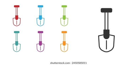 Black Fire shovel icon isolated on white background. Fire protection equipment. Equipment for firefighter. Set icons colorful. Vector