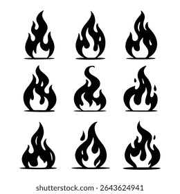 black fire silhouette logo icon