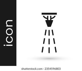 Black Fire sprinkler system icon isolated on white background. Sprinkler, fire extinguisher solid icon.  Vector