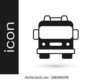 Black Fire truck icon isolated on white background. Fire engine. Firefighters emergency vehicle.  Vector