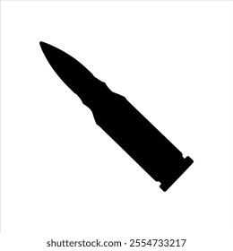 Black  Firearm bullet silhouette vector illustration on white background
