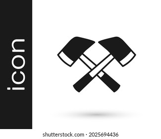 Black Firefighter axe icon isolated on white background. Fire axe.  Vector