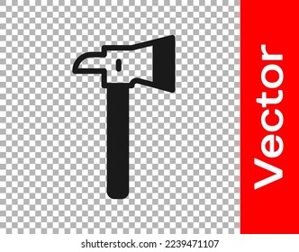 Black Firefighter axe icon isolated on transparent background. Fire axe.  Vector