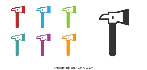 Black Firefighter axe icon isolated on white background. Fire axe. Set icons colorful. Vector