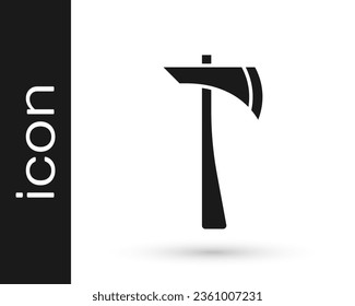 Black Firefighter axe icon isolated on white background. Fire axe.  Vector