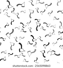 Black Firefighter axe icon isolated seamless pattern on white background. Fire axe.  Vector