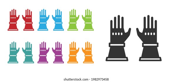 Black Firefighter gloves icon isolated on white background. Protect gloves icon. Set icons colorful. Vector