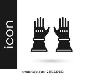 Black Firefighter gloves icon isolated on white background. Protect gloves icon.  Vector