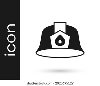 Black Firefighter Helmet Or Fireman Hat Icon Isolated On White Background.  Vector