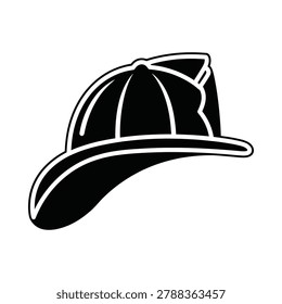Black firefighter helmet icon protective headwear silhouette firefighter