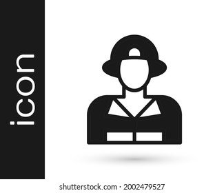 Black Firefighter icon isolated on white background.  Vector