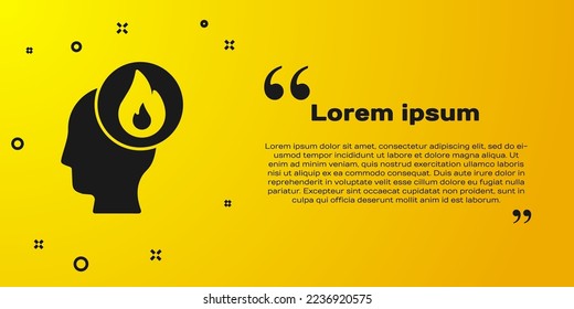 Black Firefighter icon isolated on yellow background.  Vector