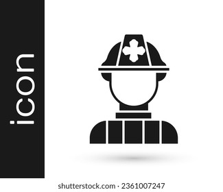 Black Firefighter icon isolated on white background.  Vector