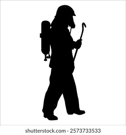 Black Firefighter silhouette Vector illustration