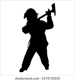 Black Firefighter silhouette Vector illustration