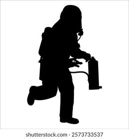 Black Firefighter silhouette Vector illustration