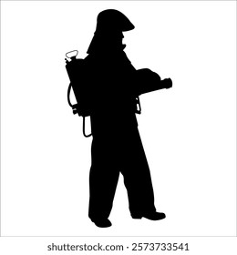 Black Firefighter silhouette Vector illustration