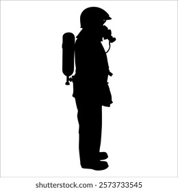 Black Firefighter silhouette Vector illustration