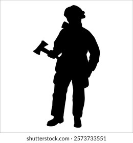 Black Firefighter silhouette Vector illustration