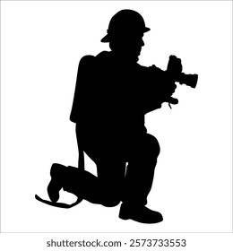 Black Firefighter silhouette Vector illustration