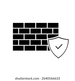 Black firewall icon. White background.