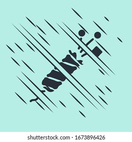 Black Firework rocket icon isolated on green background. Concept of fun party. Explosive pyrotechnic symbol. Glitch style. Vector Illustration