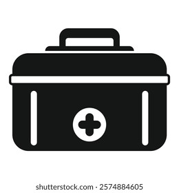 Black first aid kit closed, for healthcare concept