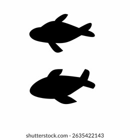 Black Fish Airplane Silhouette Icons