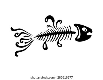 black fish bone, vector illustration