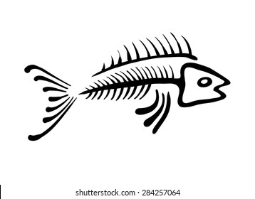 black fish bone, vector illustration, ethno style