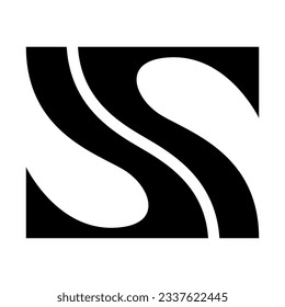 Black Fish Fin Shaped Letter S Icon on a White Background