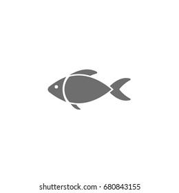 Black fish flat icon isolated on white. Vector illustration. fishery, fishing symbol.