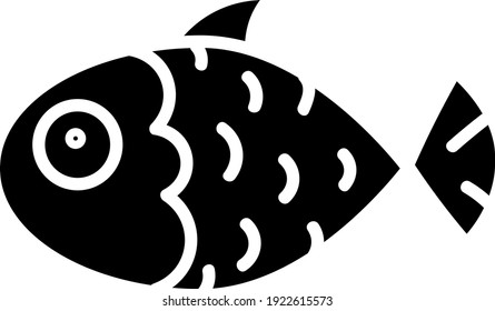 Black fish with gills , illustration, vector on white background.