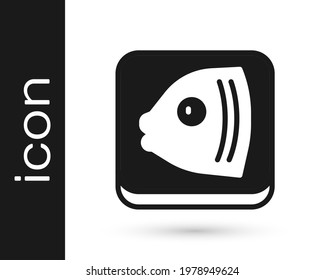 Black Fish Head Icon Isolated On White Background.  Vector