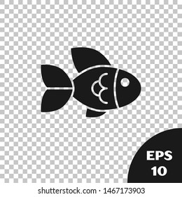Black Fish icon isolated on transparent background.  Vector Illustration