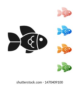 Black Fish icon isolated on white background. Set icons colorful. Vector Illustration