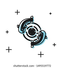 Black Fish icon isolated on white background.  Vector Illustration