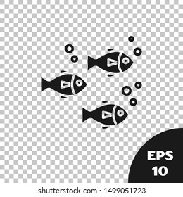 Black Fish icon isolated on transparent background.  Vector Illustration