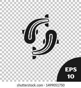 Black Fish icon isolated on transparent background.  Vector Illustration
