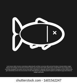 Black Fish icon isolated on black background.  Vector Illustration