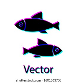 Black Fish icon isolated on white background.  Vector Illustration