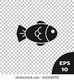 Black Fish icon isolated on transparent background.  Vector Illustration